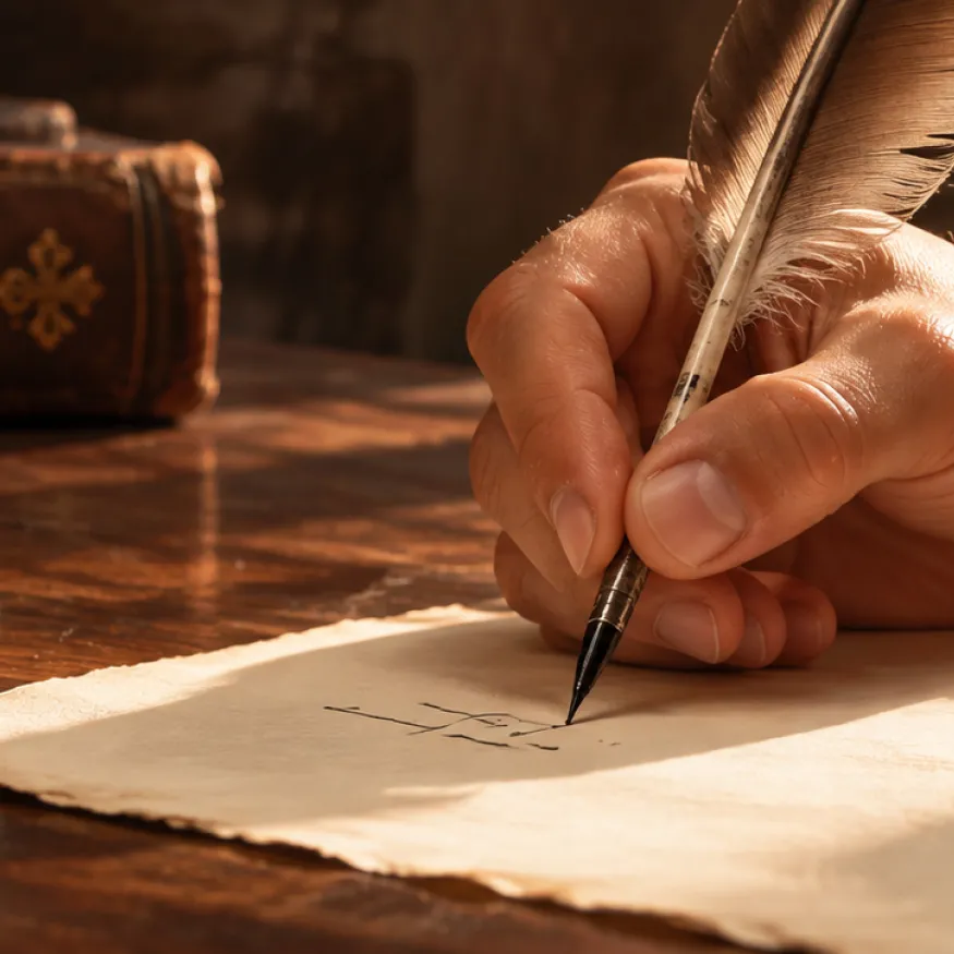 Alguien escribiendo con pluma